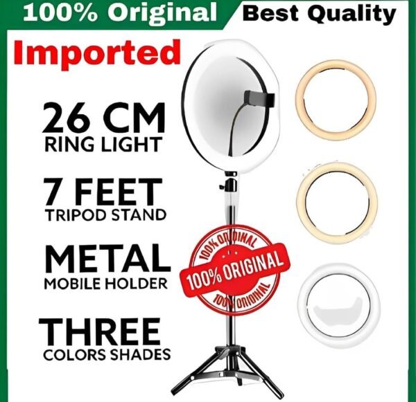 LED Ring Light with Metal Tripod Stand & Mobile Holder - Multicolor Lighting - 3 Pcs - Image 8