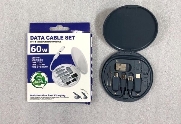 3 in 1 USB Cable Pack – Ultimate Fast Charging Cable for Type A, Type C & iPhone Devices (1 Pack)