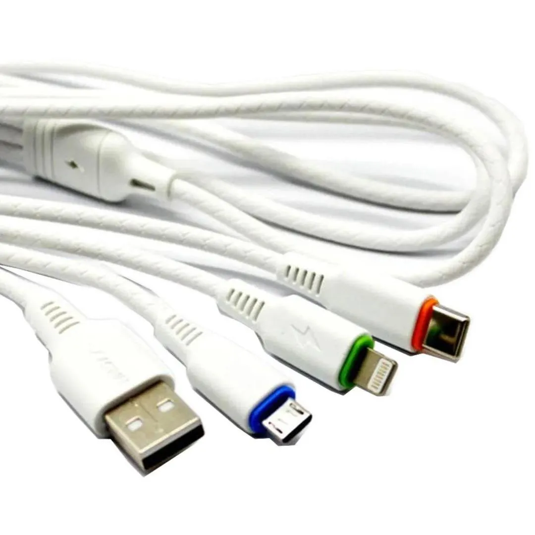 Premium 3 in 1 Fast Charging Cable | High-Speed USB Data Cable with Type-C, Micro & Lightning Connectors (3.4A Output) - Image 5