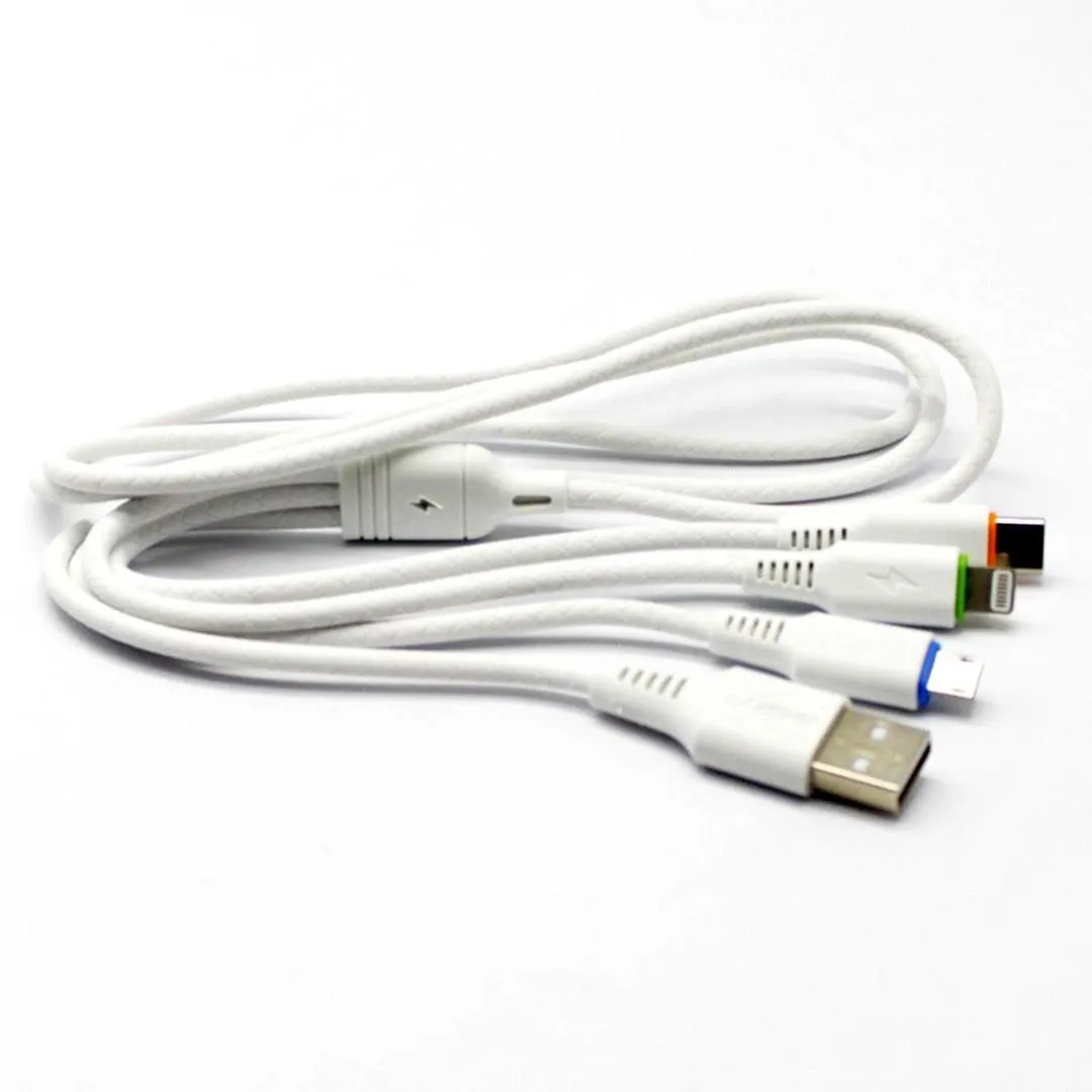 Premium 3 in 1 Fast Charging Cable | High-Speed USB Data Cable with Type-C, Micro & Lightning Connectors (3.4A Output) - Image 3