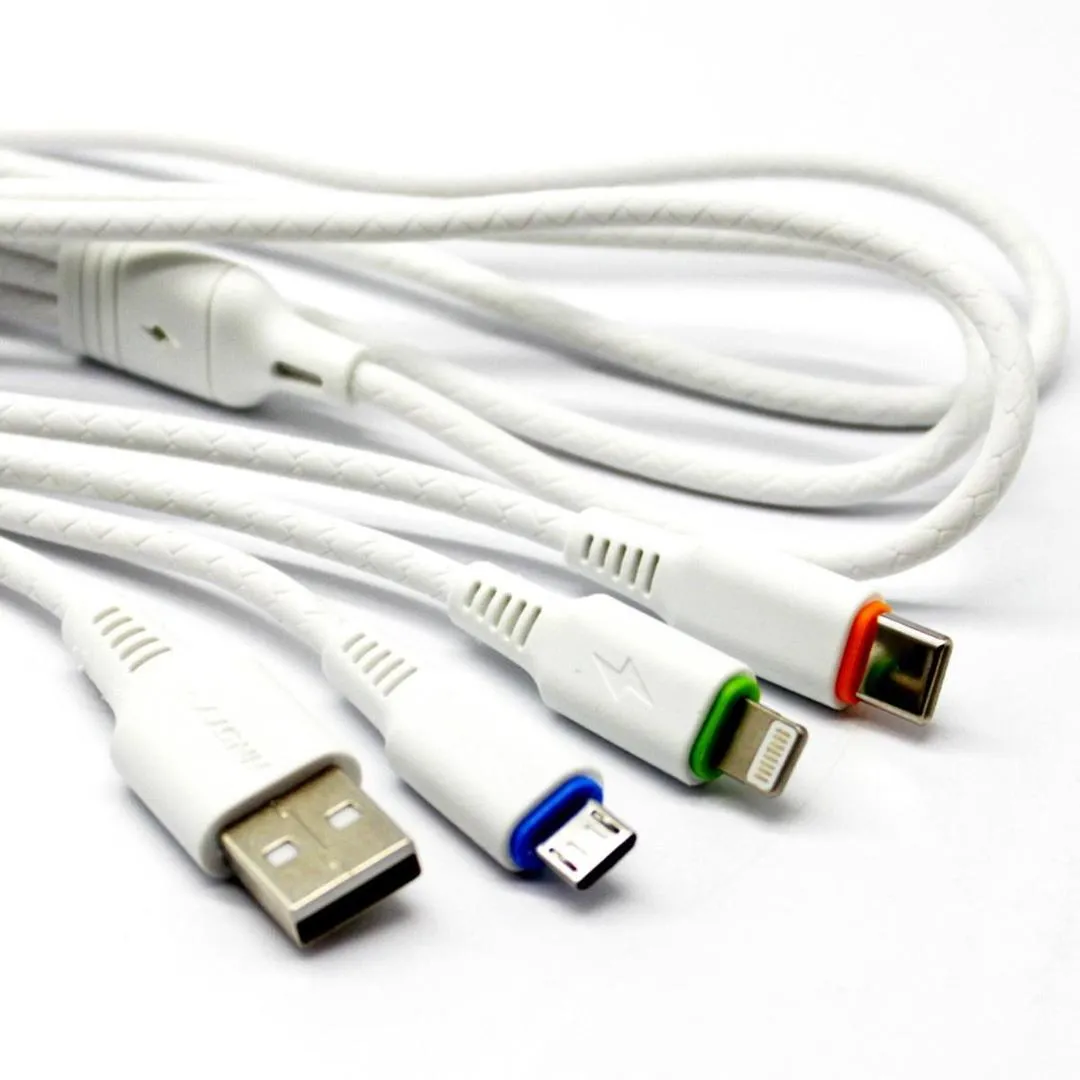 Premium 3 in 1 Fast Charging Cable | High-Speed USB Data Cable with Type-C, Micro & Lightning Connectors (3.4A Output) - Image 6