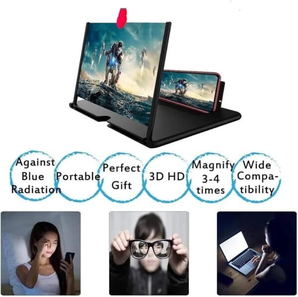 Video Amplifying Screen Black – 3D HD Mobile Magnifier for Smartphones