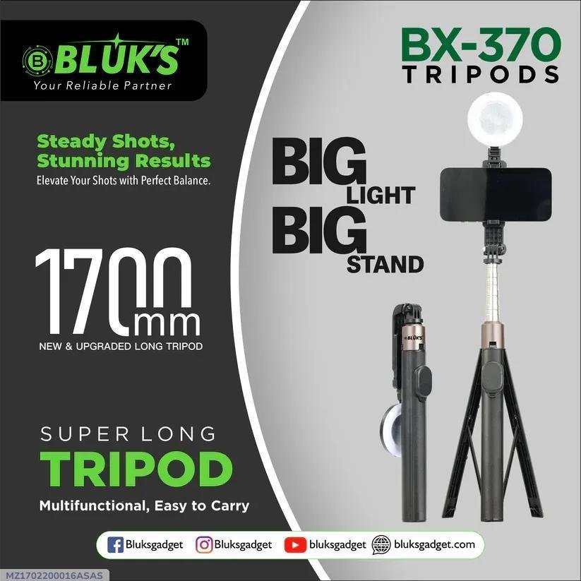 BX-370 Extra Long 1700mm Selfie Stick & Tripod Stand