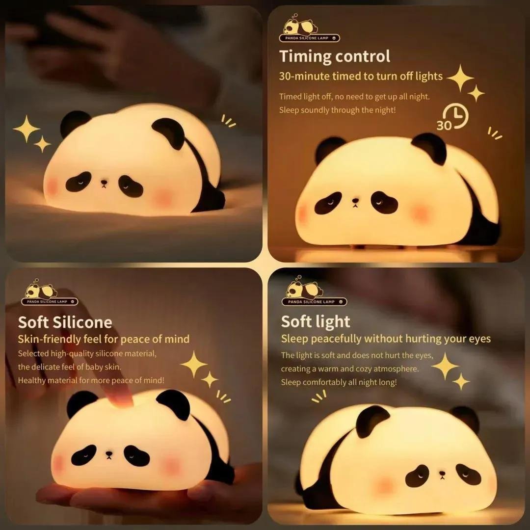 Panda LED Night Lamp 8 Colors Rechargeable USB Light